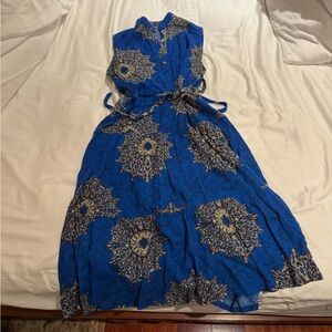 Elegant Blue Floral Women's Dress
